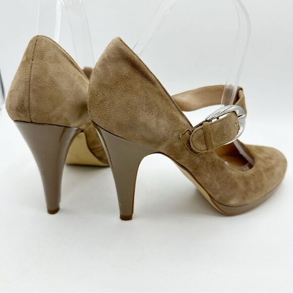 Franco Sarto Nalia Caramel Suede T Strap May-Jane w/Patent Heel and Platform‎ 9 - Picture 7 of 13